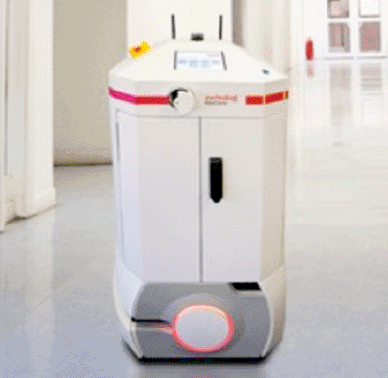 Image: The RoboCourier Autonomous Mobile Robot (Photo courtesy of Swisslog).